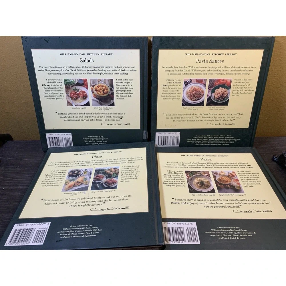 Lot Of 4 Williams-Sonoma Kitchen Library Cookbooks~ Pizza, Pasta, Salads, Sauce